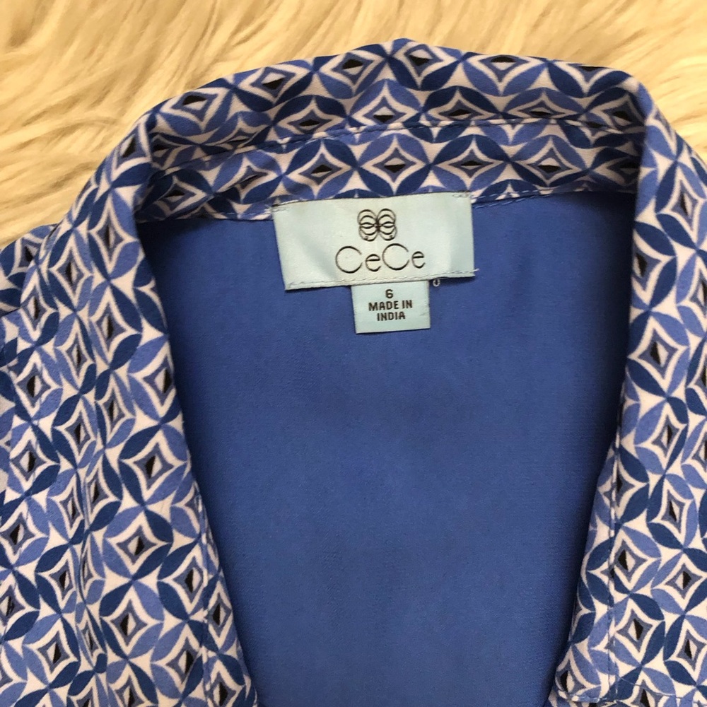 CeCe Geometric Diamond Button Down Collared Flowy… - image 5